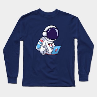 Astronaut Playing Laptop Long Sleeve T-Shirt